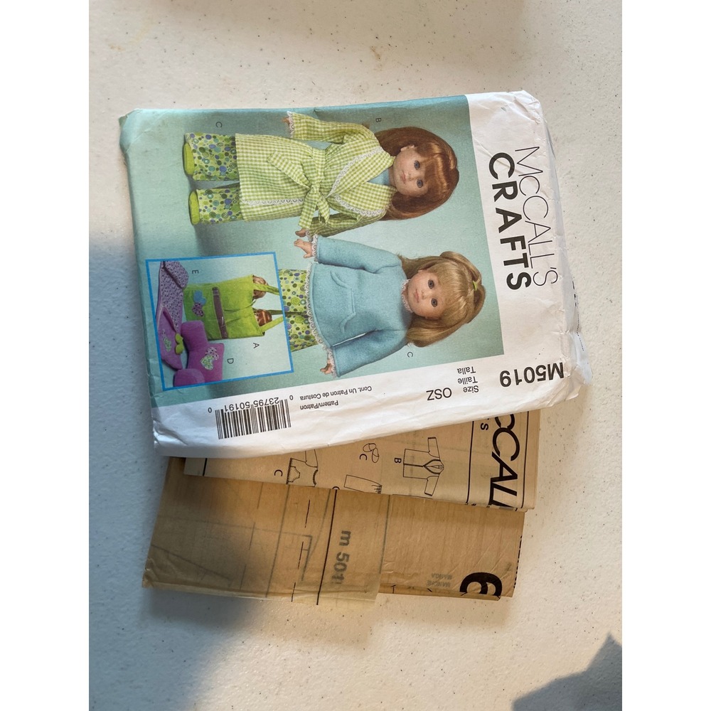 McCalls Crafts M5019 18 Inch Doll Clothes Accessories Sewing Pattern OSZ
